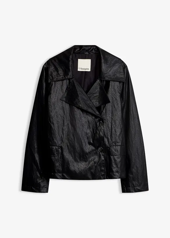 Lederimitat Jacke in Crash-Optik in schwarz von vorne - bonprix