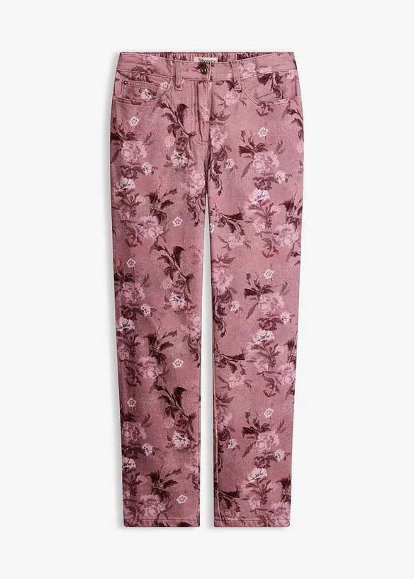 Twillhose mit Blumen-Design in lila von vorne - bonprix