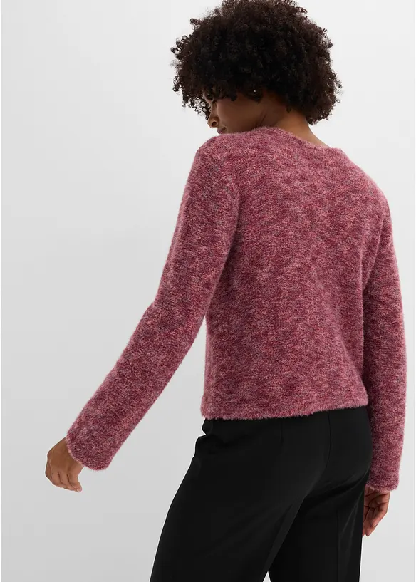 Strickjacke mit Effektgarn in rot von hinten (im Anschnitt) - bonprix