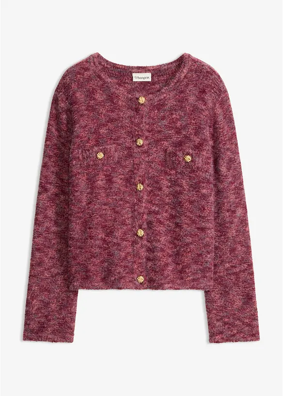 Strickjacke mit Effektgarn in rot von vorne - bonprix