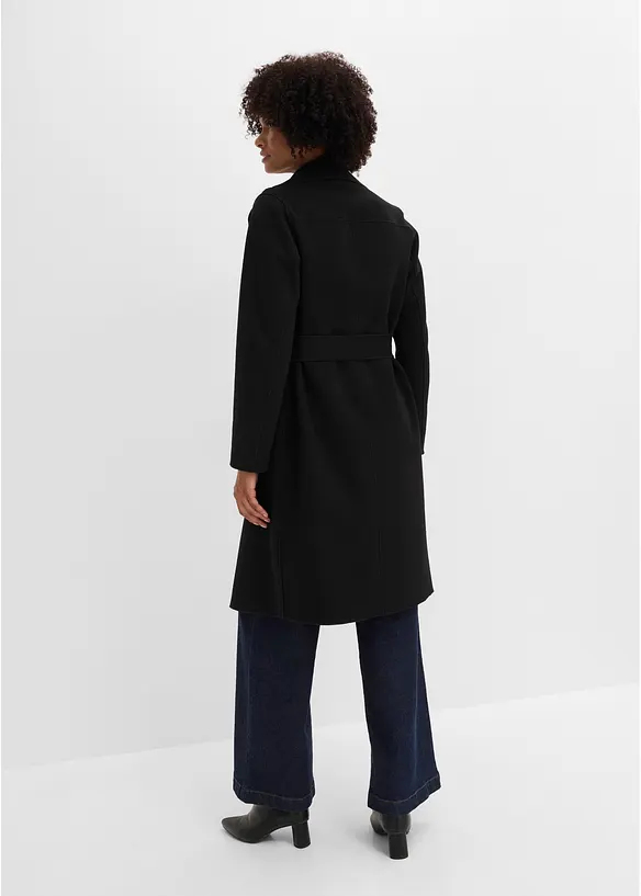 Mantel mit Bindeband in schwarz von hinten (Totalaufnahme) - bonprix