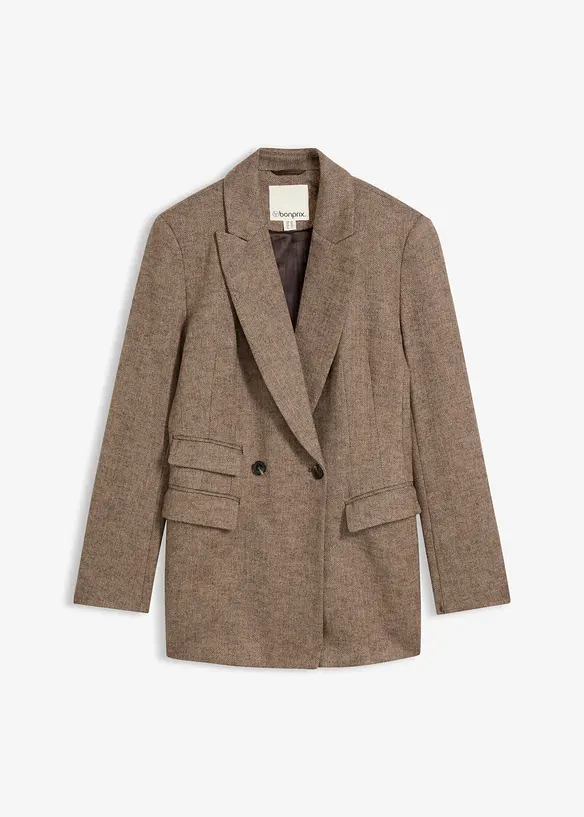 Blazer mit weichem Wollanteil in braun von vorne - bonprix