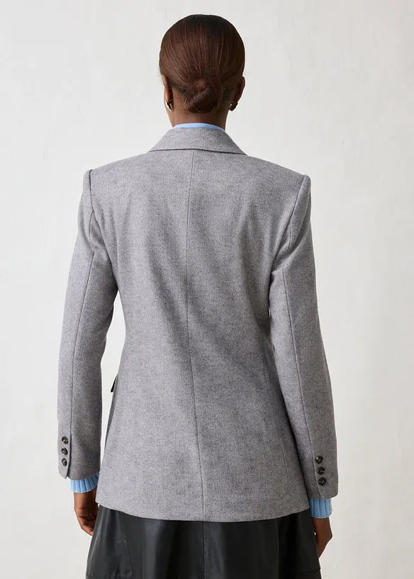 Blazer mit weichem Wollanteil in grau von hinten (im Anschnitt) - bonprix