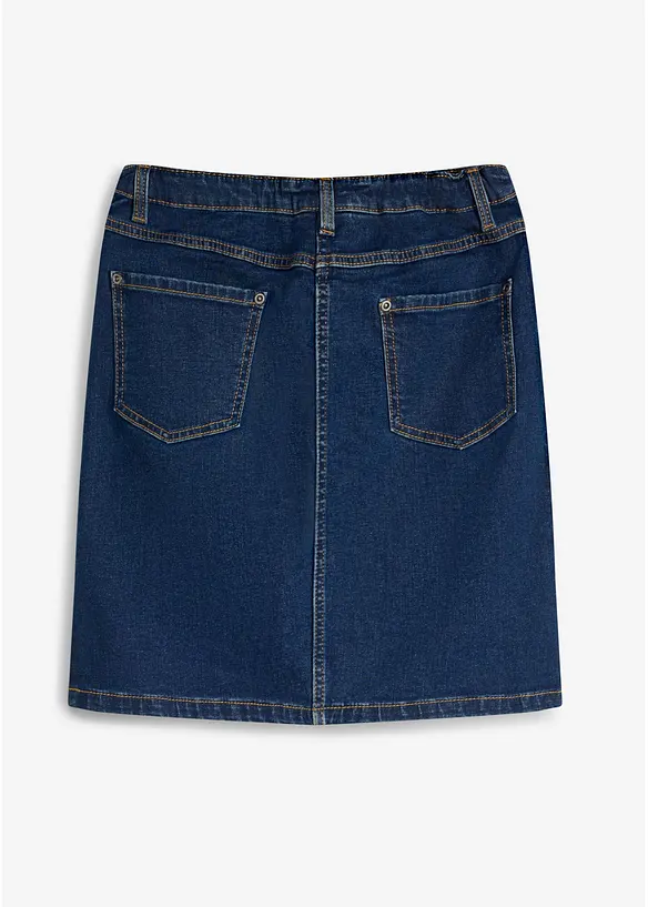 Jeansrock aus elastischem Baumwoll-Mix Mid Waist in blau von hinten - bonprix