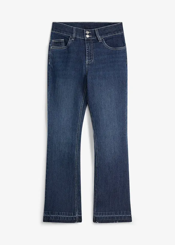 Flared-Jeans Mid Waist in blau von vorne - bonprix