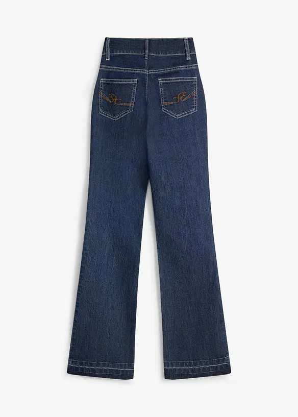Flared-Jeans Mid Waist in blau von hinten - bonprix