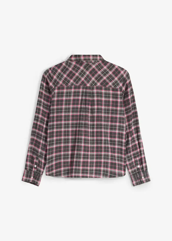 Flanellhemd aus reiner Bio-Baumwolle in pink von hinten - bonprix