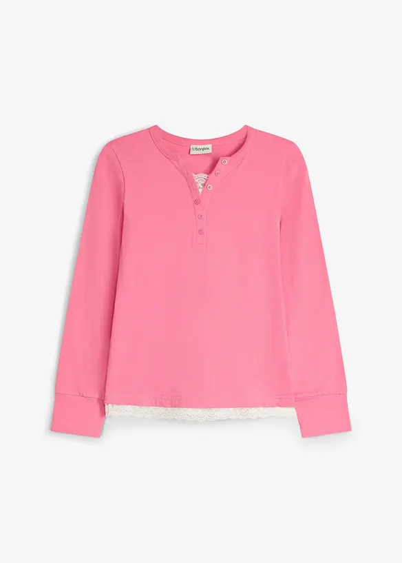 Henleyshirt 2-in-1 Look in pink von vorne - bonprix