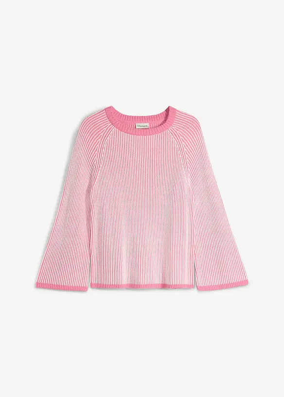 Gerippter Grobstrick-Pullover in pink von vorne - bonprix Gerippter Grobstrick-Pullover in pink von vorne - bonprix
