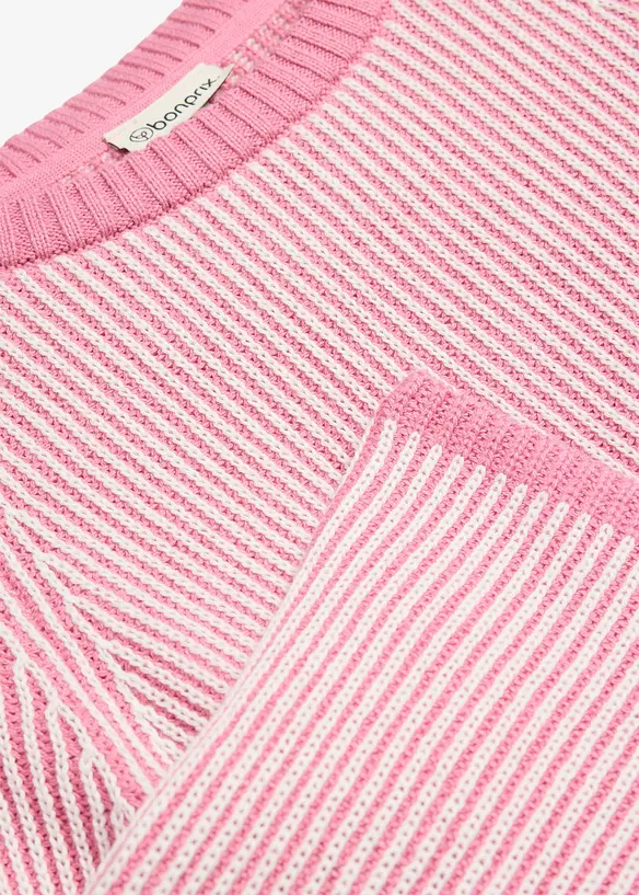 Gerippter Grobstrick-Pullover in pink - bonprix Gerippter Grobstrick-Pullover in pink - bonprix