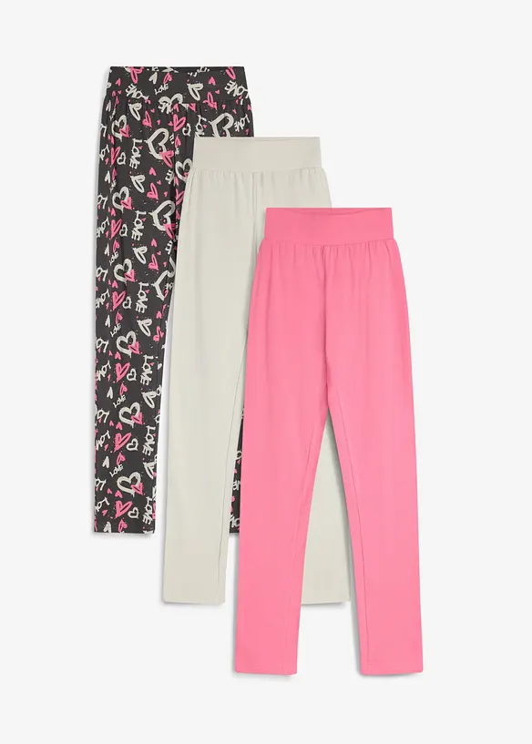 Leggings aus elastischem Bio-Baumwoll-Mix (3er Pack) in grau von vorne - bonprix Leggings aus elastischem Bio-Baumwoll-Mix (3er Pack) in grau von vorne - bonprix