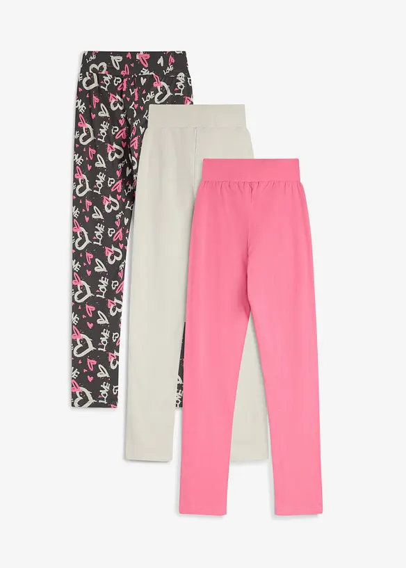 Leggings aus elastischem Bio-Baumwoll-Mix (3er Pack) in grau von hinten - bonprix Leggings aus elastischem Bio-Baumwoll-Mix (3er Pack) in grau von hinten - bonprix
