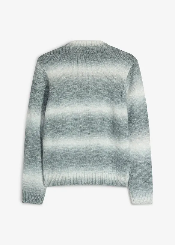 Grobstrick-Pullover mit Wolle und Farbverlauf in grau von hinten - bonprix