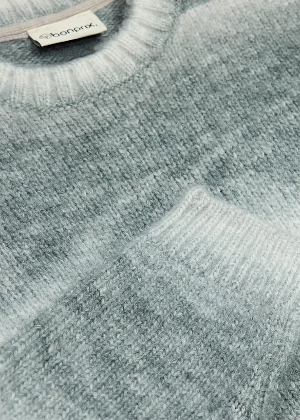 Grobstrick-Pullover mit Wolle und Farbverlauf in grau - bonprix