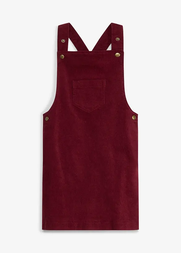 Cord-Latzkleid aus elastischem Baumwoll-Mix in rot von vorne - bonprix