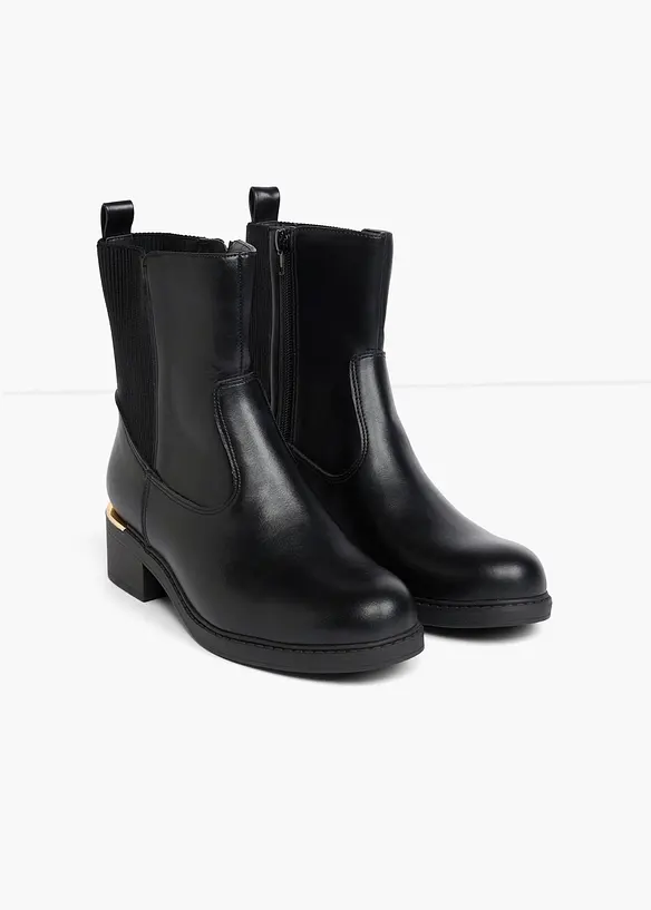 Boots mit Elastikeinsatz in schwarz - bonprix