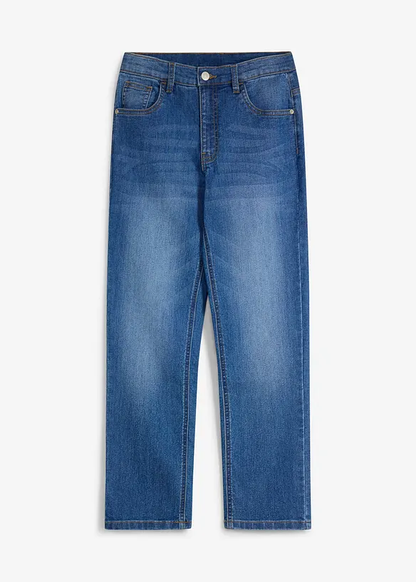 Regular-Fit-Stretchjeans mit verstellbarem Bund, Straight in blau von vorne - bonprix Regular-Fit-Stretchjeans mit verstellbarem Bund, Straight in blau von vorne - bonprix