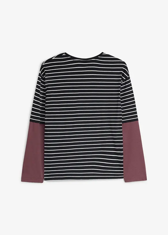 Layer-Langarmshirt aus weicher Bio Baumwolle in schwarz von hinten - bonprix Layer-Langarmshirt aus weicher Bio Baumwolle in schwarz von hinten - bonprix