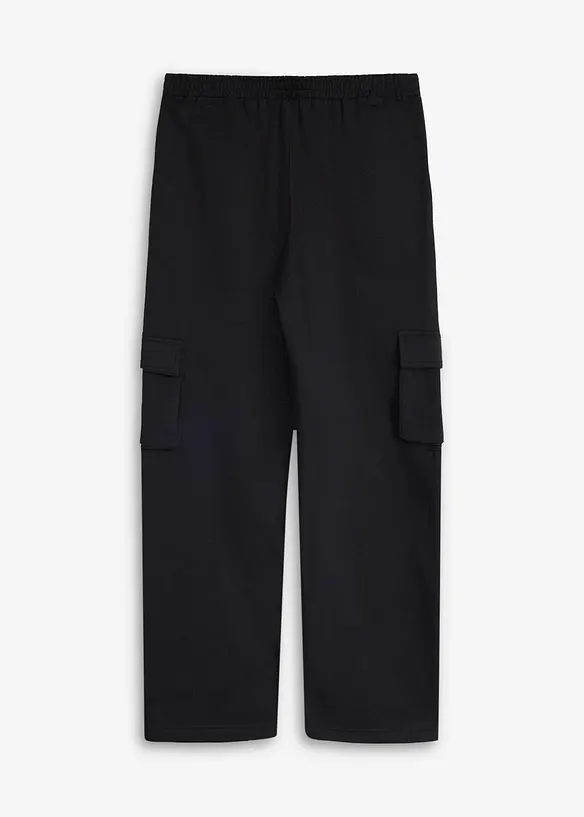 Cargo-Jogginghose aus weicher Bio Baumwolle in Loose Fit in schwarz von hinten - bonprix