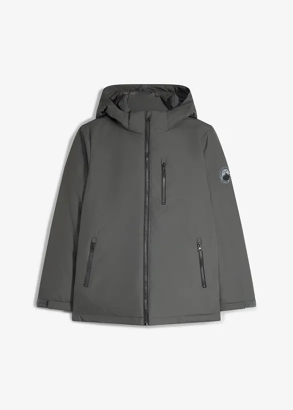 Wasserabweisende Funktions-Jacke mit abnehmbarer Kapuze in grau von vorne - bonprix
