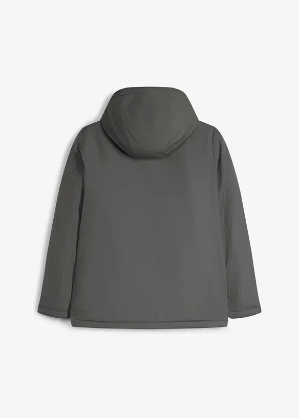 Wasserabweisende Funktions-Jacke mit abnehmbarer Kapuze in grau von hinten - bonprix