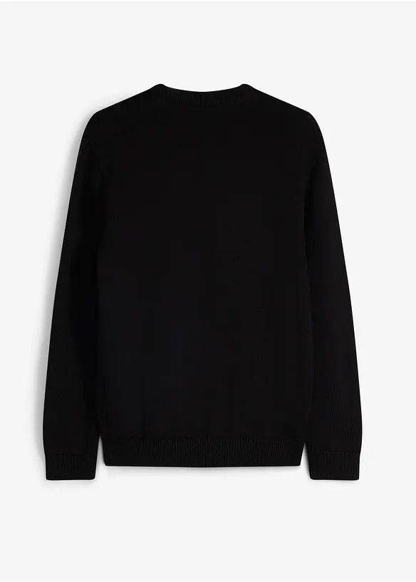 Grobstrick-Pullover aus reiner Baumwolle in schwarz von hinten - bonprix