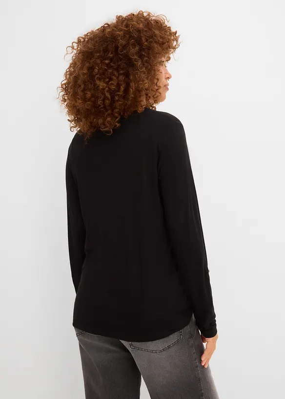 Langarmshirt aus softer Viskose in schwarz von hinten (im Anschnitt) - bonprix Langarmshirt aus softer Viskose in schwarz von hinten (im Anschnitt) - bonprix