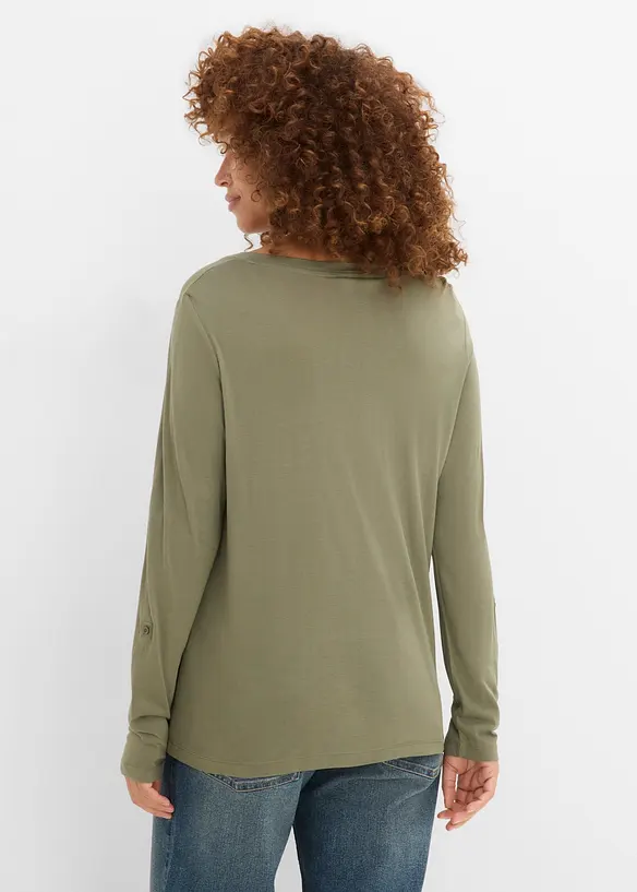 Langarmshirt aus softer Viskose in grün von hinten (im Anschnitt) - bonprix Langarmshirt aus softer Viskose in grün von hinten (im Anschnitt) - bonprix