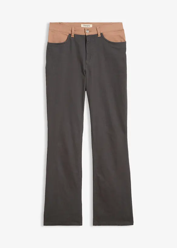 Bootcut-Hose aus elastischem Baumwoll-Mix in grau von vorne - bonprix