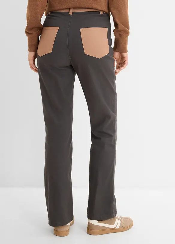 Bootcut-Hose aus elastischem Baumwoll-Mix in grau von hinten - bonprix