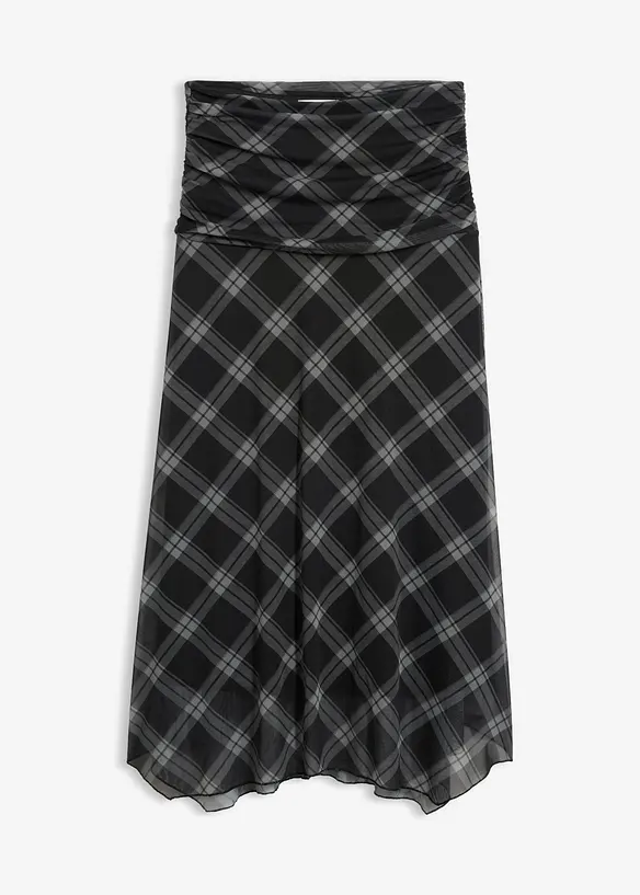 Jersey-Rock aus feinem Mesh in schwarz von vorne - bonprix