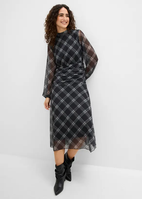 Jerseykleid aus feinem Mesh in schwarz von vorne (Totalaufnahme) - bonprix Jerseykleid aus feinem Mesh in schwarz von vorne (Totalaufnahme) - bonprix