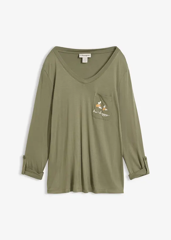 Langarmshirt aus softer Viskose in grün von vorne - bonprix Langarmshirt aus softer Viskose in grün von vorne - bonprix