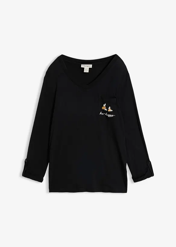 Langarmshirt aus softer Viskose in schwarz von vorne - bonprix Langarmshirt aus softer Viskose in schwarz von vorne - bonprix