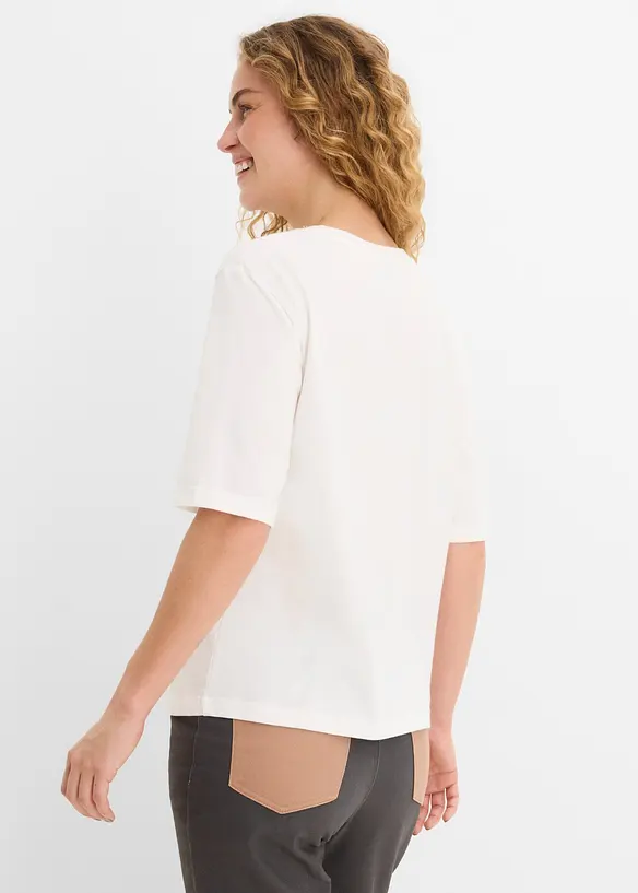 T-Shirt aus reiner Bio-Baumwolle in weiß von hinten (im Anschnitt) - bonprix