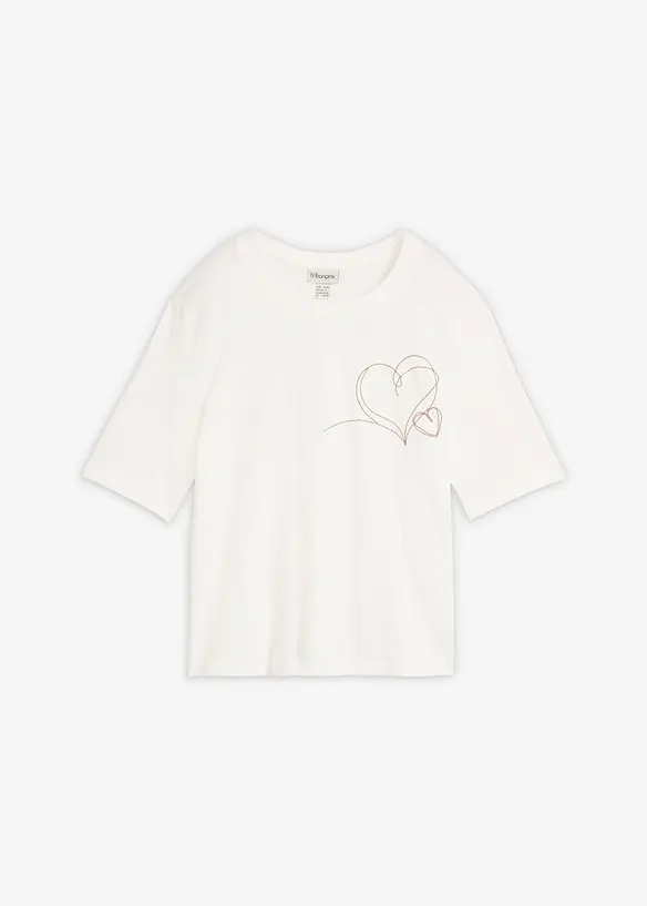 T-Shirt aus reiner Bio-Baumwolle in weiß von vorne - bonprix