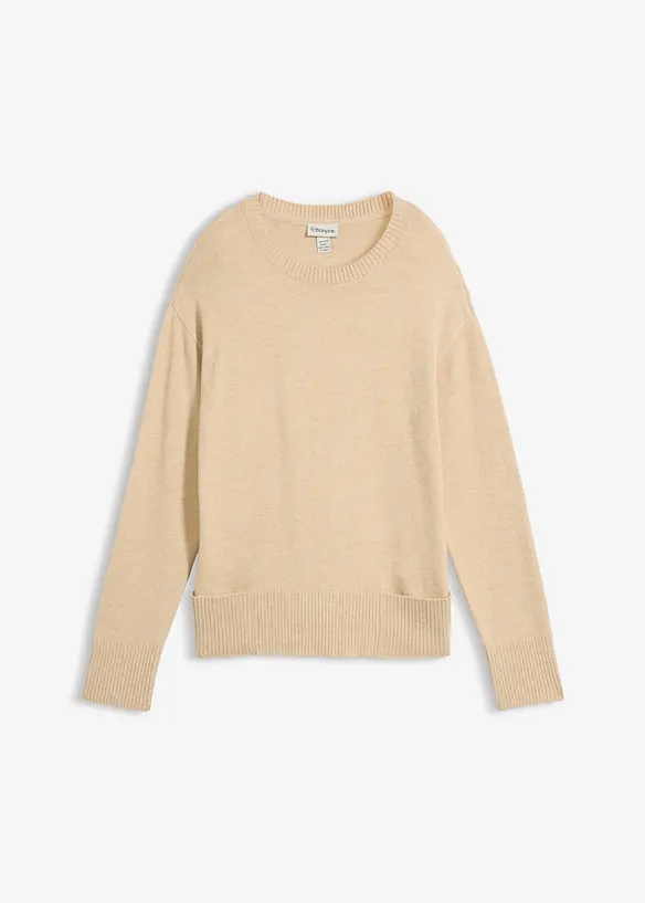Pullover aus Viskose-Mix in beige von vorne - bonprix