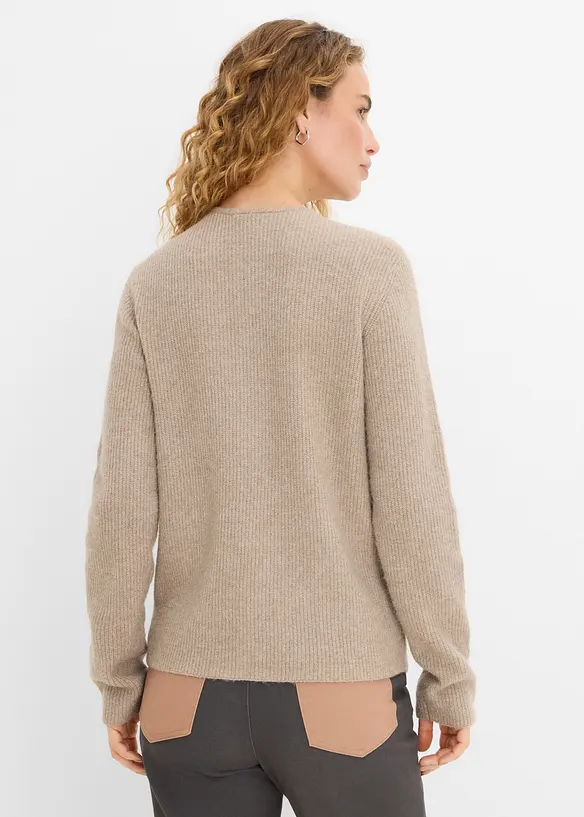 Ripp-Strickjacke in braun von hinten (im Anschnitt) - bonprix