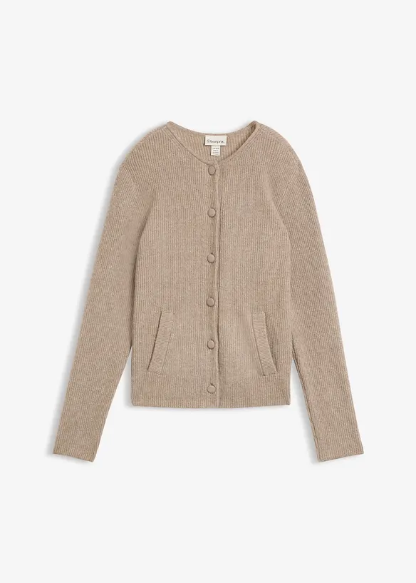 Ripp-Strickjacke in braun von vorne - bonprix