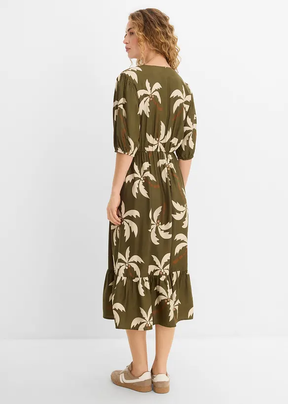 Midikleid aus softer Viskose in grün von hinten (Totalaufnahme) - bonprix