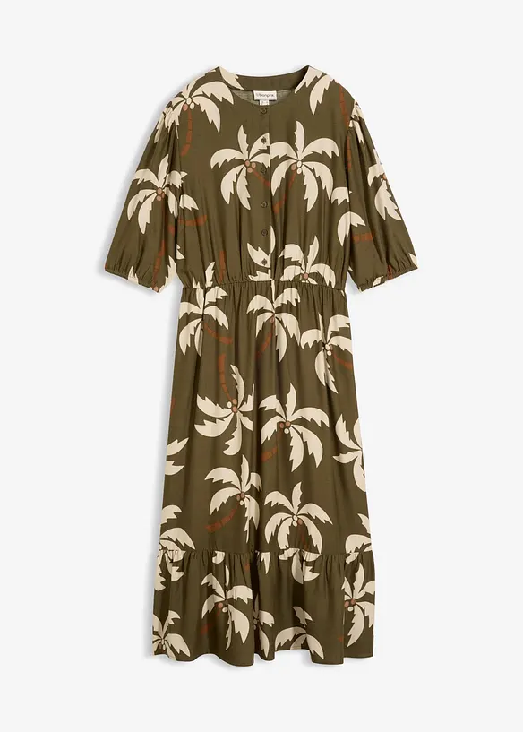 Midikleid aus softer Viskose in grün von vorne - bonprix