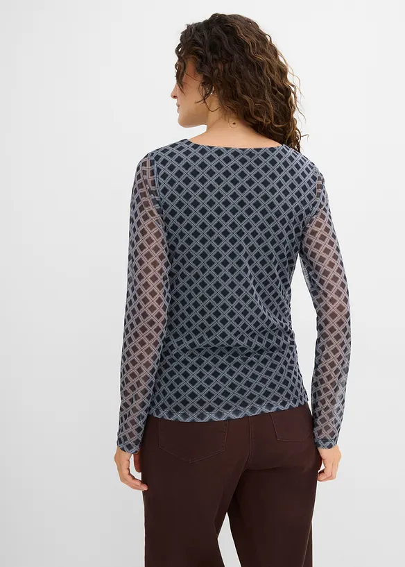 Langarmshirt aus feinem Mesh in schwarz von hinten (im Anschnitt) - bonprix Langarmshirt aus feinem Mesh in schwarz von hinten (im Anschnitt) - bonprix