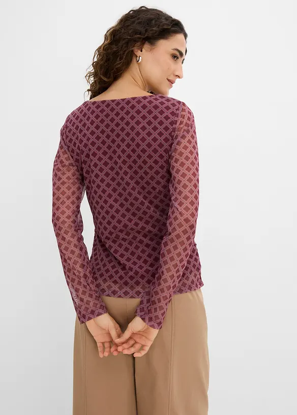 Langarmshirt aus feinem Mesh in rot von hinten (im Anschnitt) - bonprix Langarmshirt aus feinem Mesh in rot von hinten (im Anschnitt) - bonprix