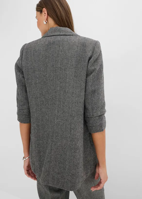 Longblazer mit Reverskragen in schwarz von hinten (im Anschnitt) - bonprix