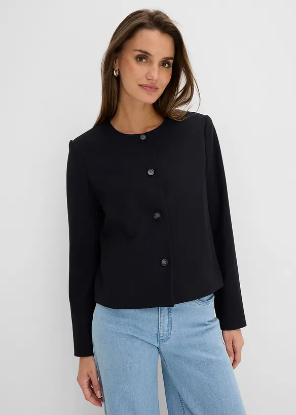 Kurze Blazerjacke in grau von vorne (im Anschnitt) - bonprix