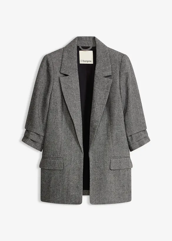 Longblazer mit Reverskragen in schwarz von vorne - bonprix