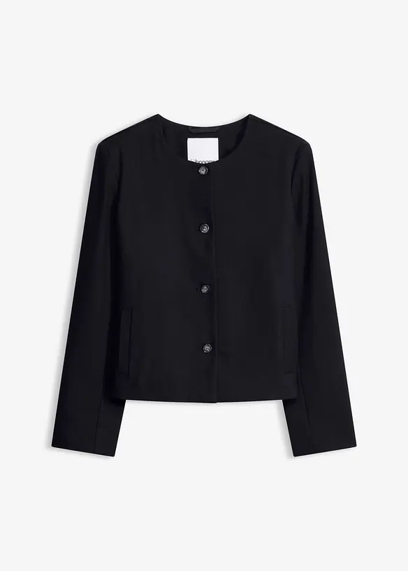 Kurze Blazerjacke in grau von vorne - bonprix