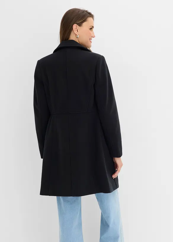 Kurzmantel in Wool-Optik in schwarz von hinten (Totalaufnahme) - bonprix