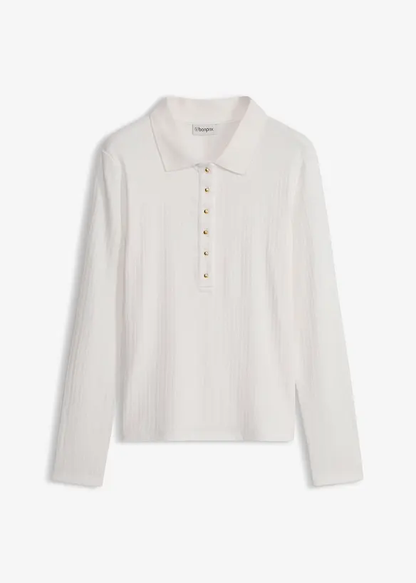Poloshirt aus softem Viskose-Mix in weiß von vorne - bonprix Poloshirt aus softem Viskose-Mix in weiß von vorne - bonprix