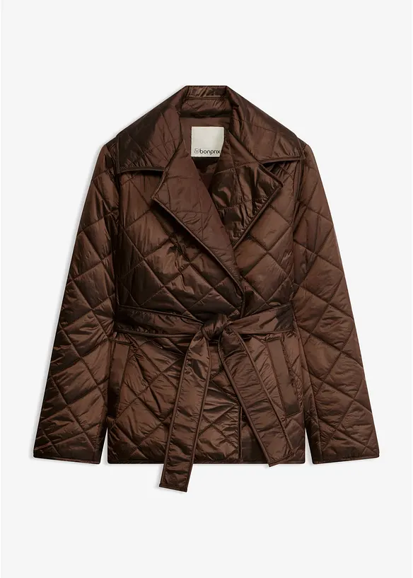Leicht wattierte Steppjacke in braun von vorne - bonprix